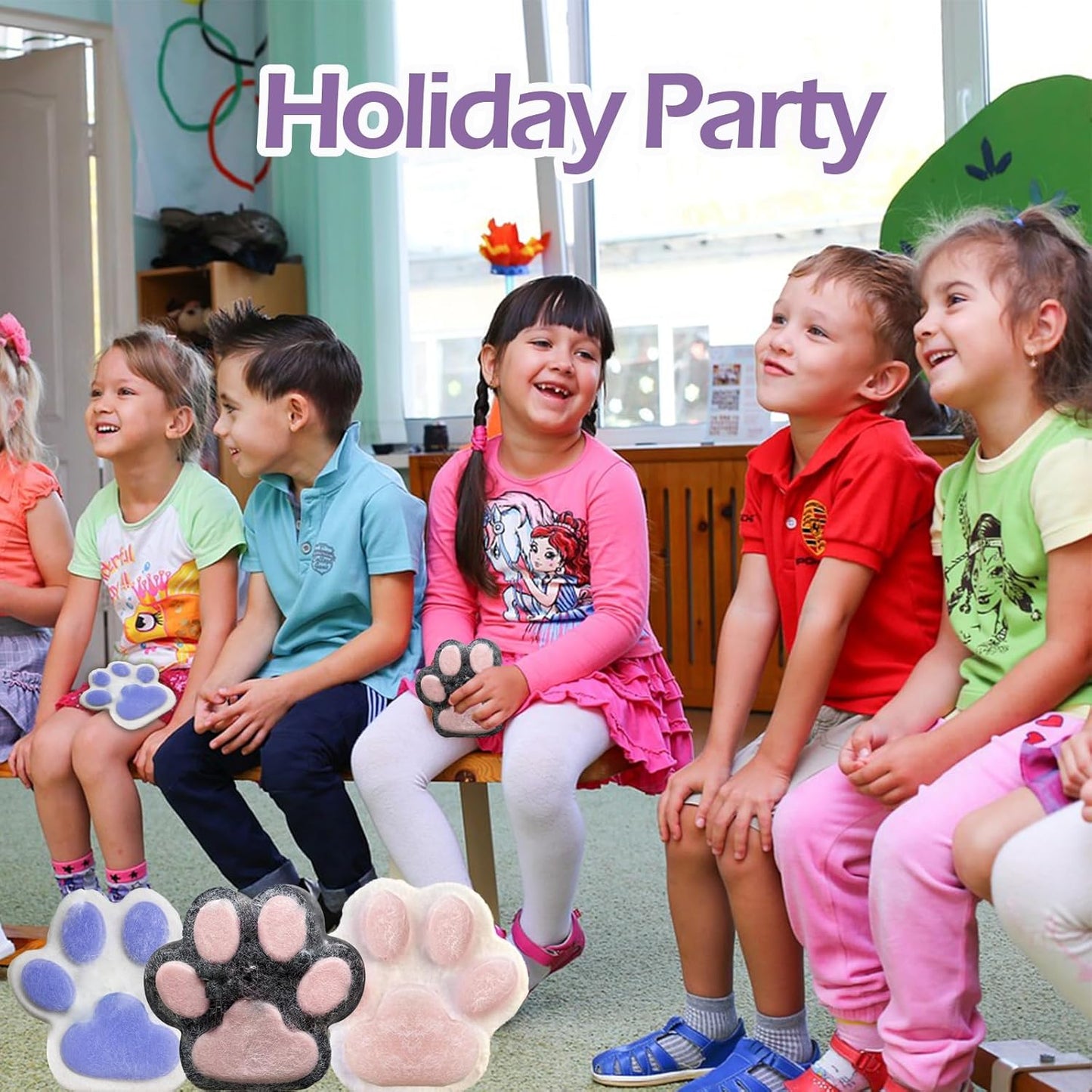 Taba Giant Paw Squishy for Kids Adults, Big Furry Cat Paw Squishy Toys for Stress Relief, Super Soft Squeeze Fidget Toys (Clear&Blue)