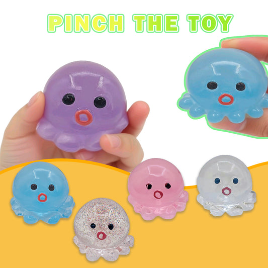 5 Pcs Taba Octopus Squishy for Kids Adults, Big Squid Squishy Toys for Stress Relief, Super Soft Squeeze Fidget Toys