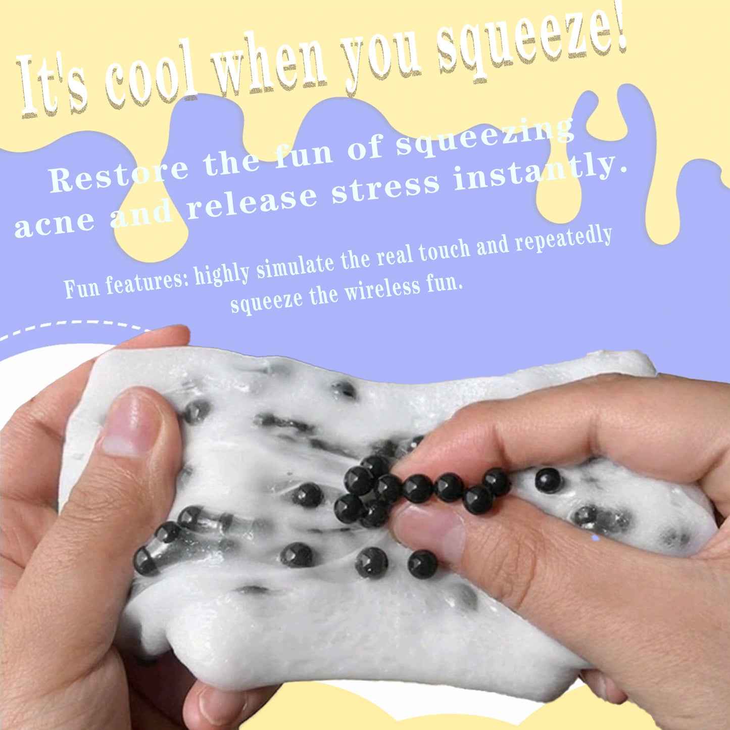 1Pcs Square Skin Picking Squishy Fidget Toys for Kids and Adults, Pimple Popping Sensory Squeeze Toys for Stress Relieve Dermatillomania ADHD, and OCD