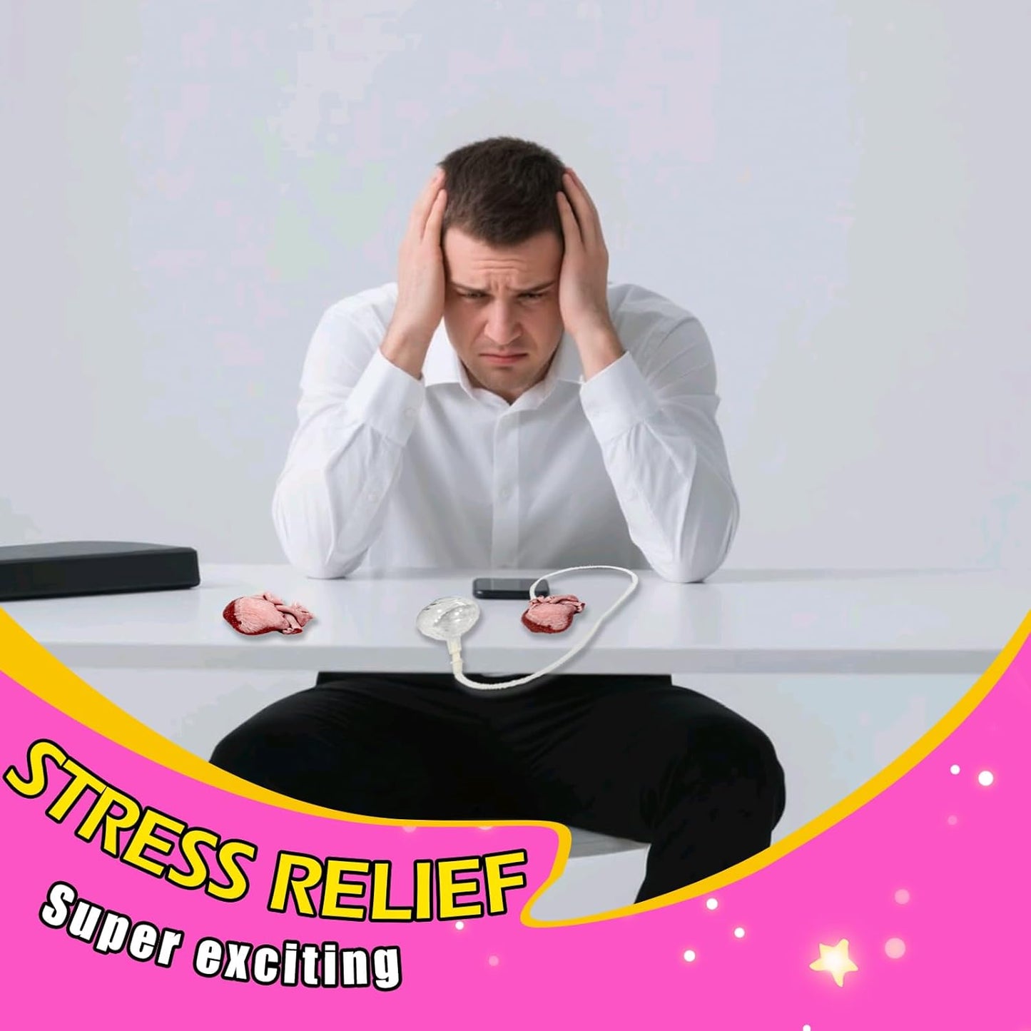 2Pcs Taba Squishy Heart - Realistic Beating Heart Prank Toy, Halloween Sensory Fidget Gift for Adults & Teens, Stress Relief Squishy for Kids Party Pranks & Anxiety Relief