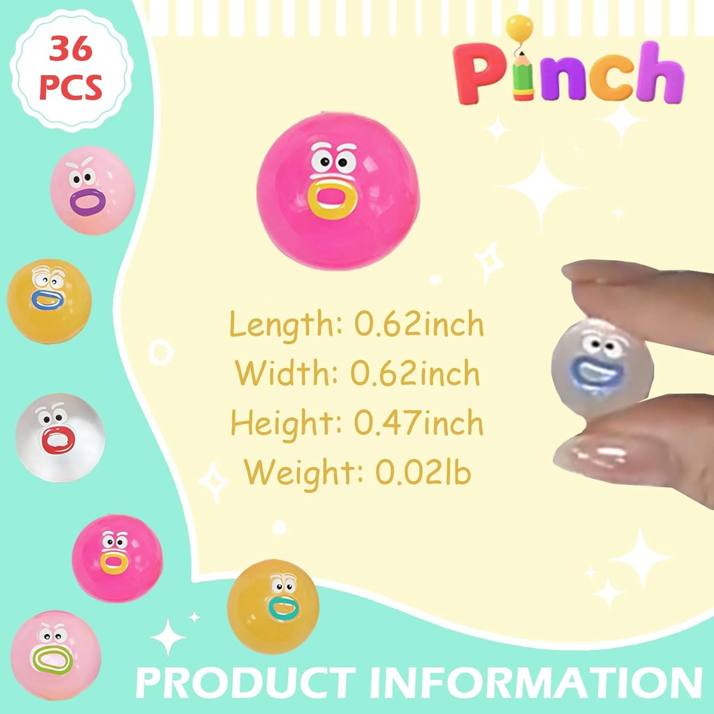 Mini Squishies Fidget Toys 36 Pack Kawaii Expression Stress Relief for Classrooms, Party Favors & Gifts - Sticky Cute Sensory Toys Teacher Supply