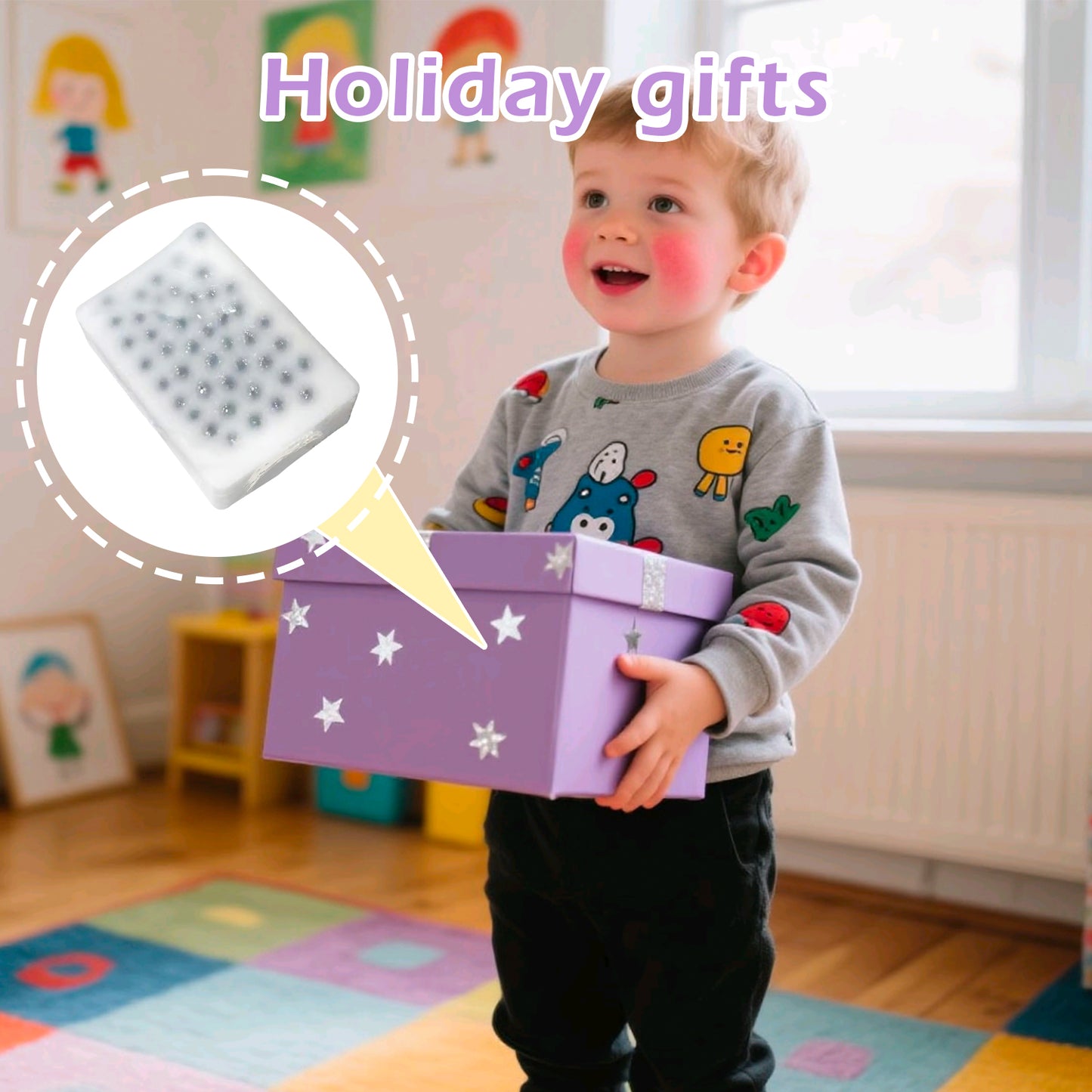 1Pcs Square Skin Picking Squishy Fidget Toys for Kids and Adults, Pimple Popping Sensory Squeeze Toys for Stress Relieve Dermatillomania ADHD, and OCD