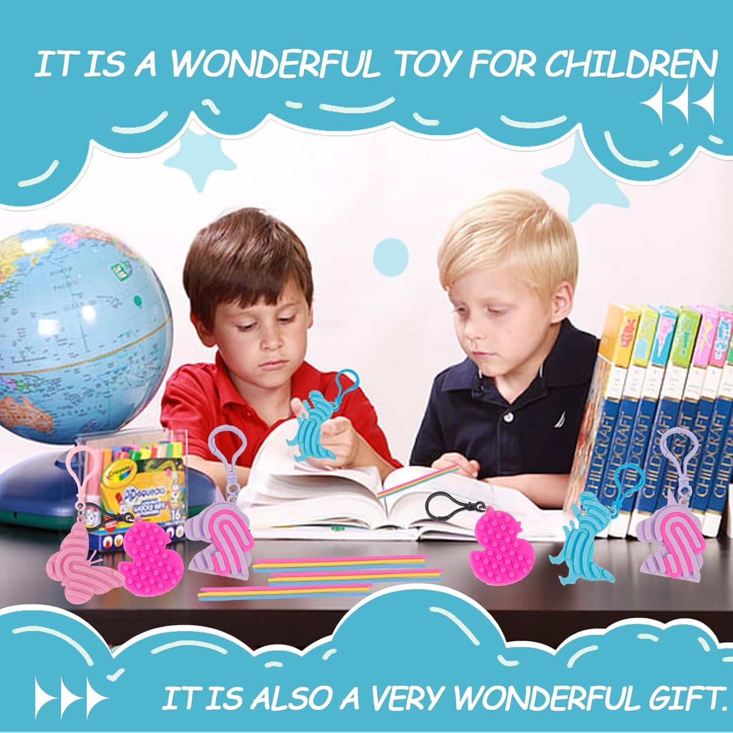 8 Pcs Sensory Activity Board Keychains for Kids, Travel Activities Fidget Toys for Autistic ADHD, Calm Down Travel Airplane Essentials Toys for Adults, Teens and Children