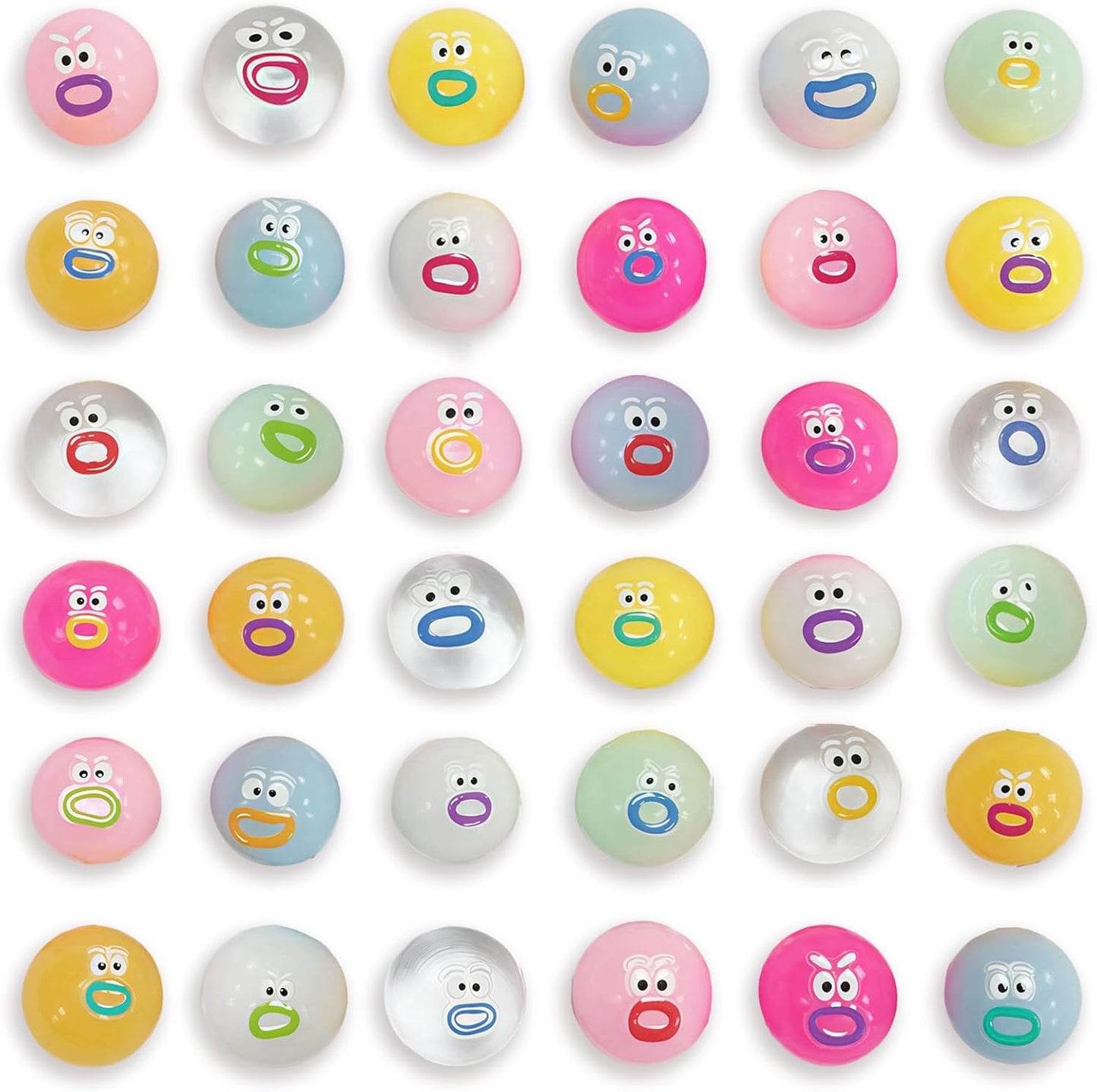 Mini Squishies Fidget Toys 36 Pack Kawaii Expression Stress Relief for Classrooms, Party Favors & Gifts - Sticky Cute Sensory Toys Teacher Supply