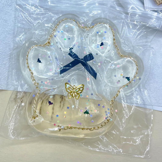 Taba Giant Paw Squishy for Kids Adults, Big Furry Cat Paw Squishy Toys for Stress Relief, Super Soft Squeeze Fidget Toys (Clear&Blue)