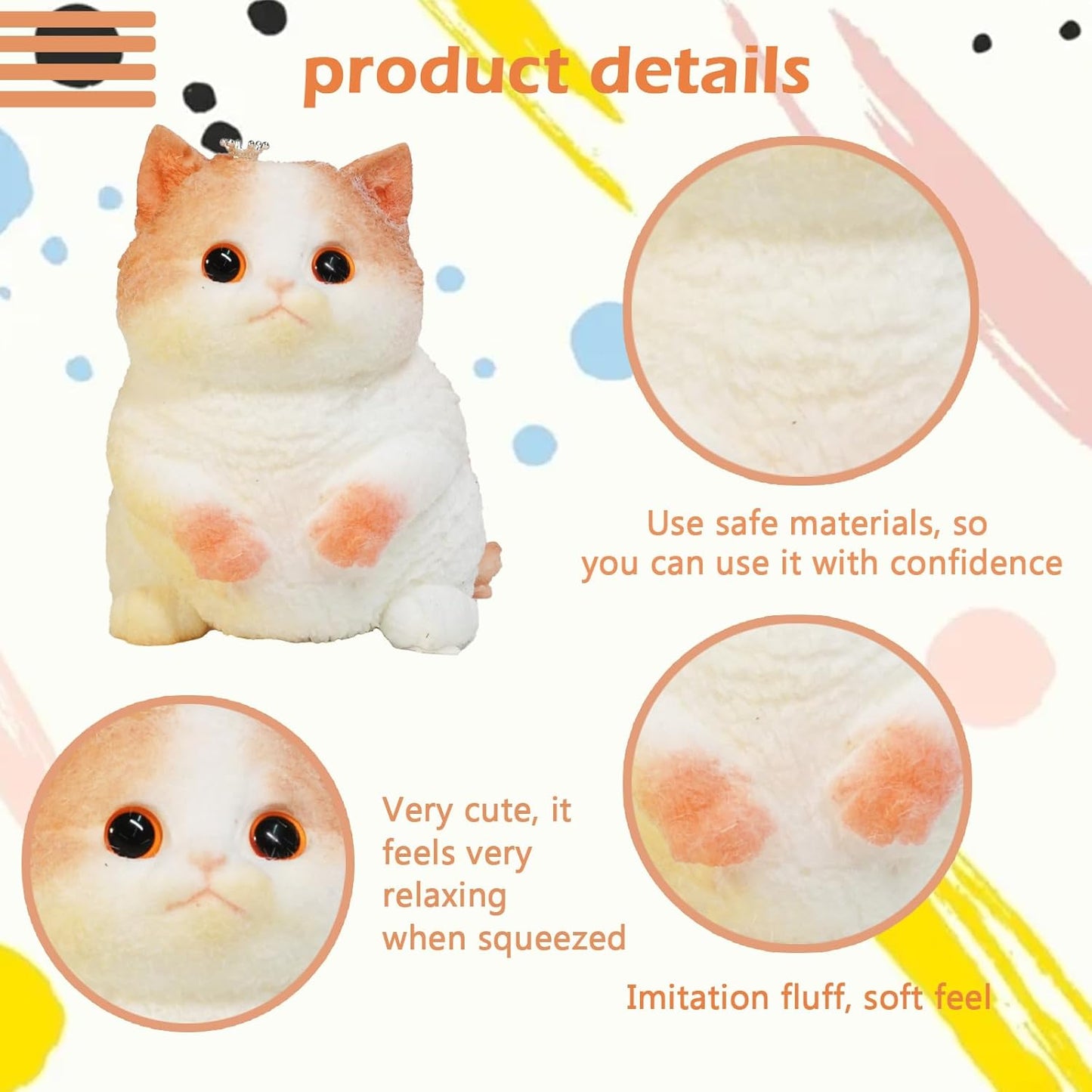 Taba Giant Cat Squishy for Kids Adults, Big Furry Cat Squishy Toys for Stress Relief, Super Soft Squeeze Fidget Toy (Crown cat)