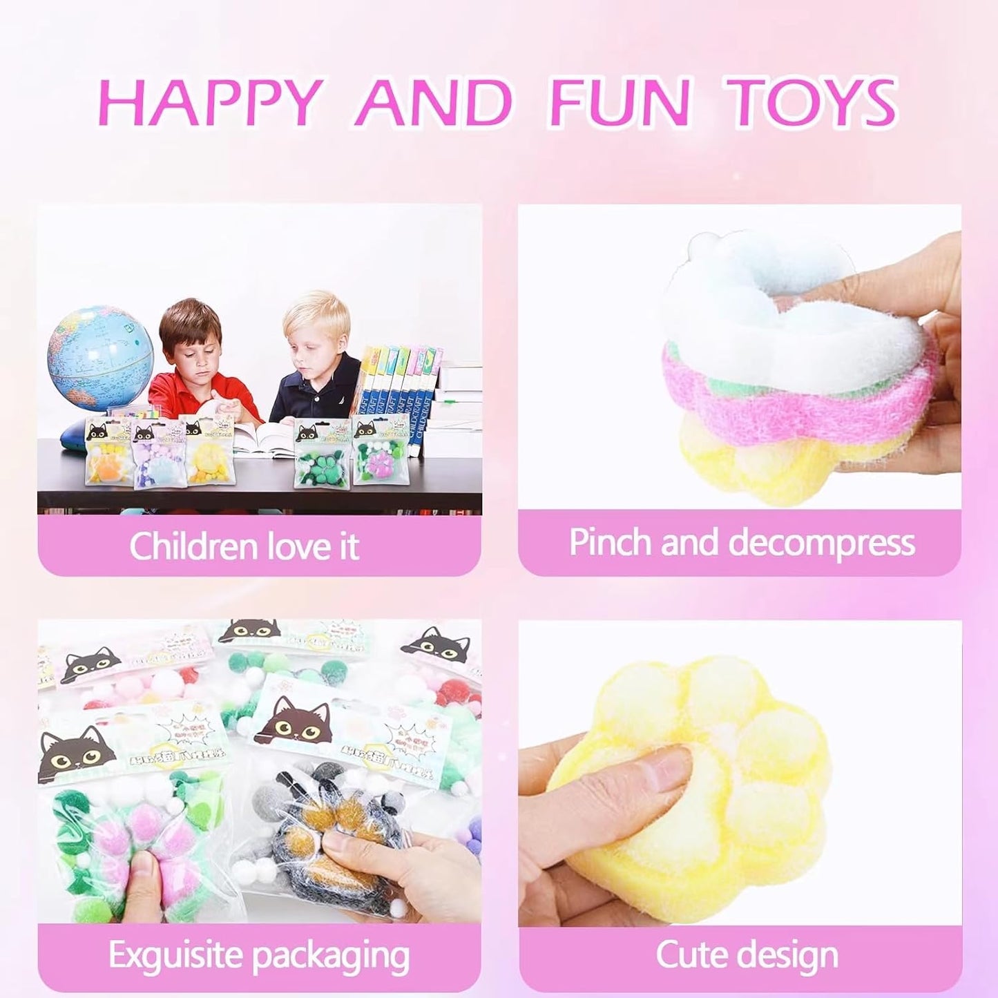 5 Pcs Taba Paw Squishy for Kids Adults, Big Cat Paw Squishy Toys for Stress Relief, Super Soft Squeeze Fidget Toys