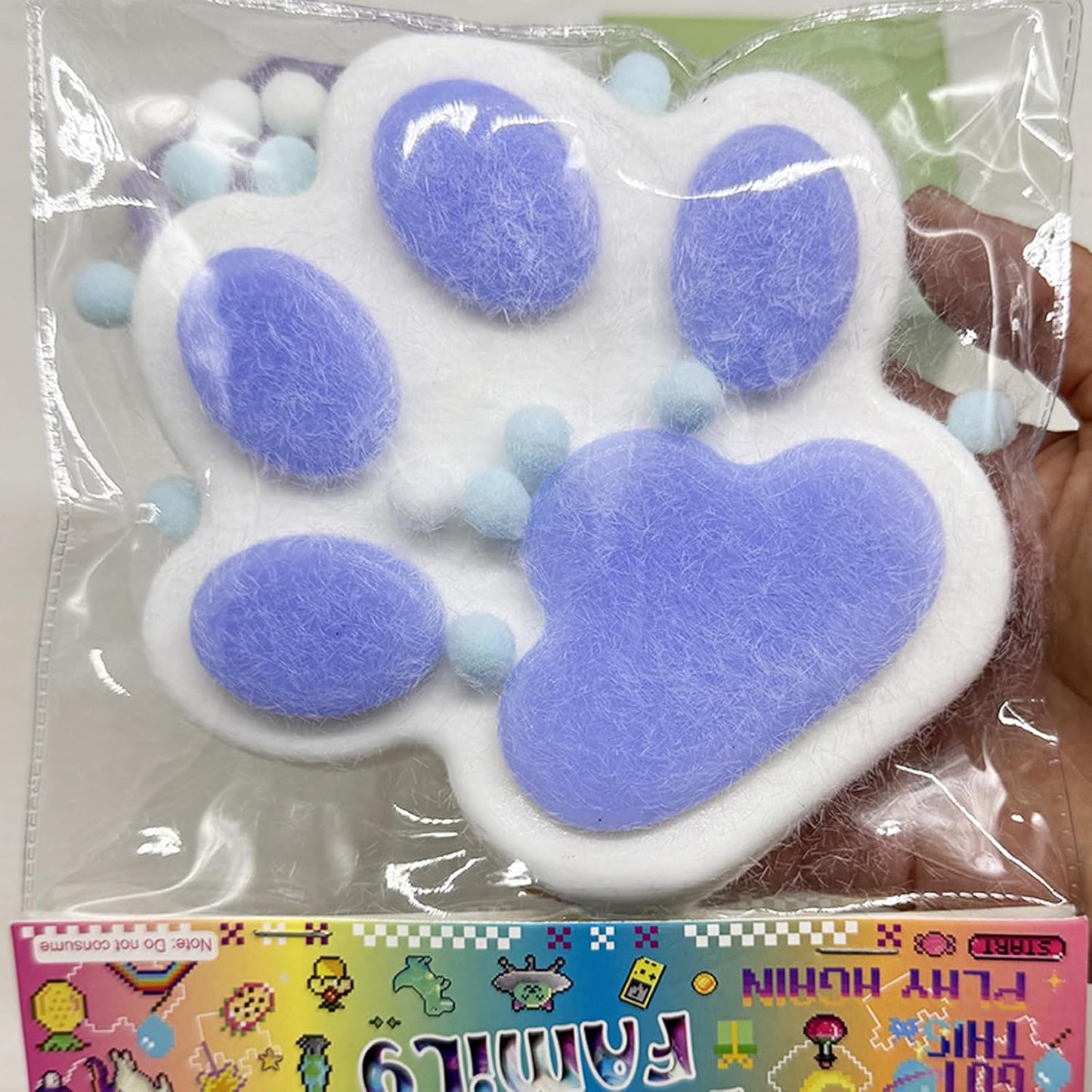 Taba Giant Paw Squishy for Kids Adults, Big Furry Cat Paw Squishy Toys for Stress Relief, Super Soft Squeeze Fidget Toys (Clear&Blue)