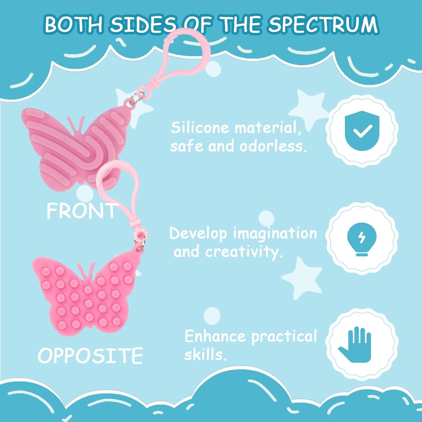 8 Pcs Sensory Activity Board Keychains for Kids, Travel Activities Fidget Toys for Autistic ADHD, Calm Down Travel Airplane Essentials Toys for Adults, Teens and Children