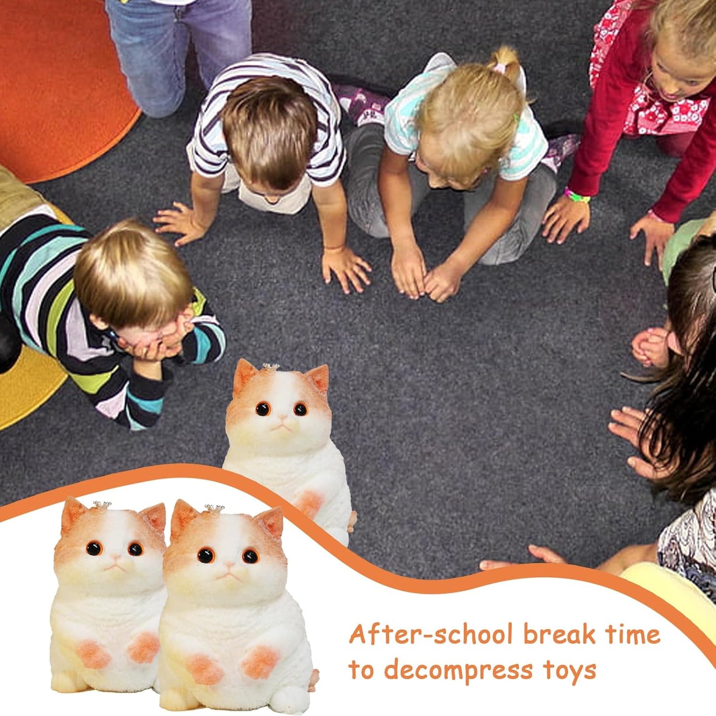 Taba Giant Cat Squishy for Kids Adults, Big Furry Cat Squishy Toys for Stress Relief, Super Soft Squeeze Fidget Toy (Crown cat)