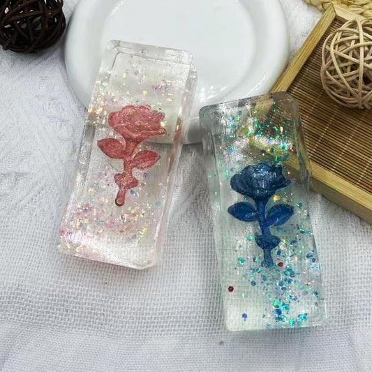 2PCS Clear Rose Squishy Toys - Sticky Fidget Toy with Rose Inside, Ultra Soft TPR Squishies for Stress Relief, Fun Gift for Kids & Adults, Autism & Anxiety Relief
