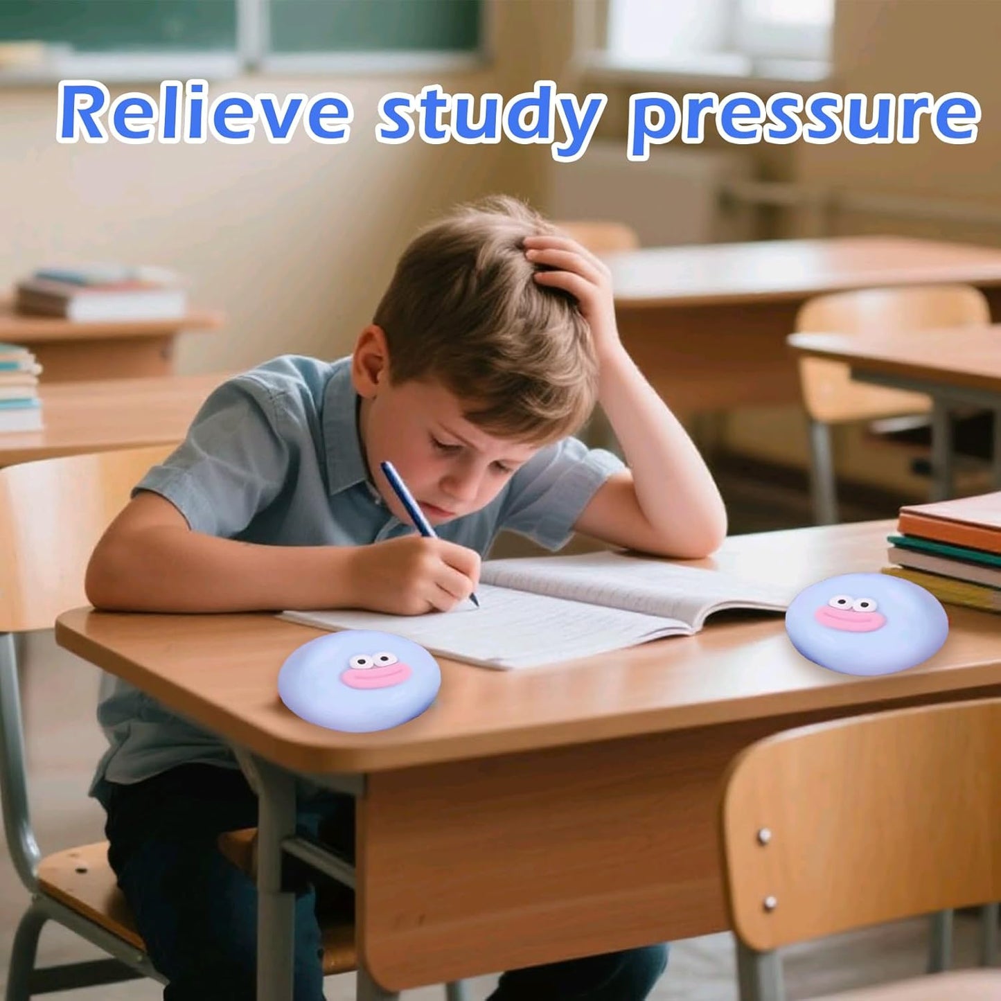 Cute Taba Squishy Fidget Toys for Kids & Adults - Giant Stress Ball with Big Eyes & Sausage Lips, Funny Prank Gifts, Party Supplies, Game Prizes (Blue)