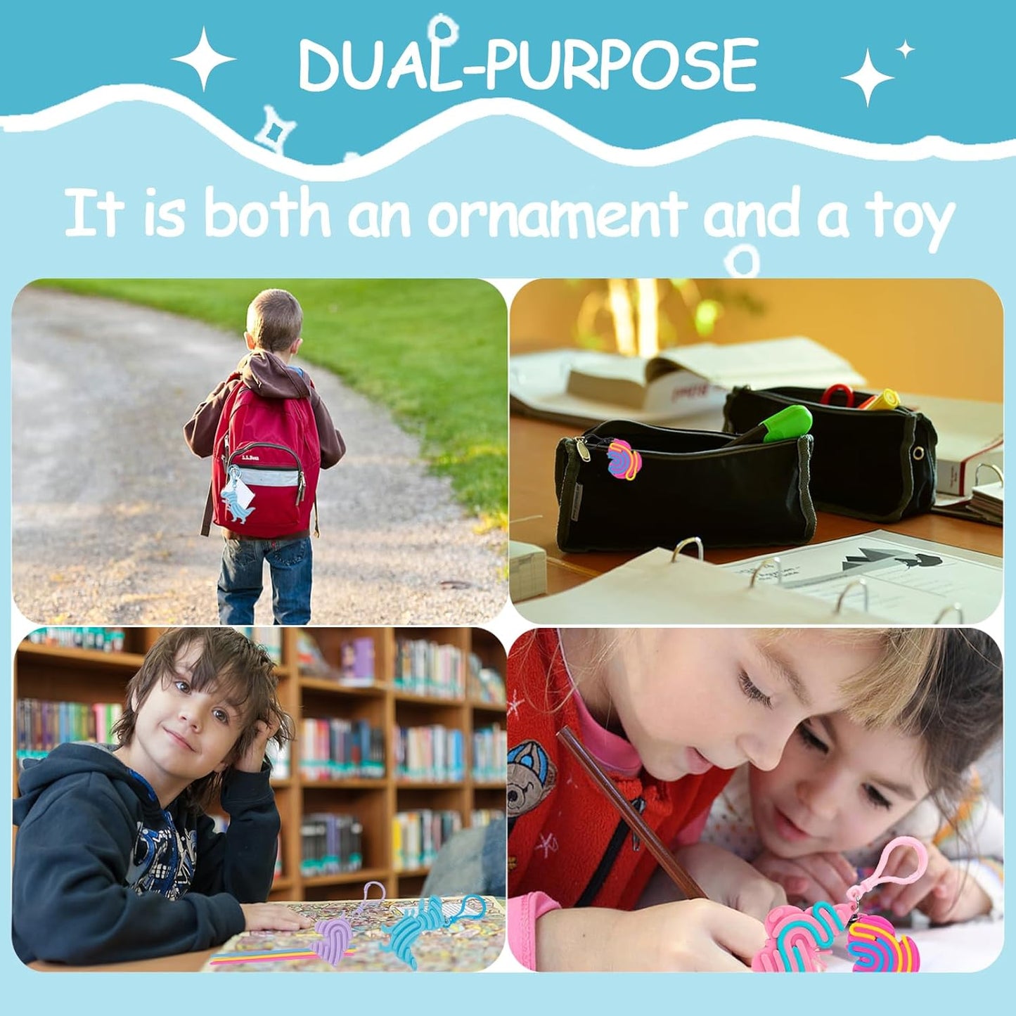 8 Pcs Sensory Activity Board Keychains for Kids, Travel Activities Fidget Toys for Autistic ADHD, Calm Down Travel Airplane Essentials Toys for Adults, Teens and Children