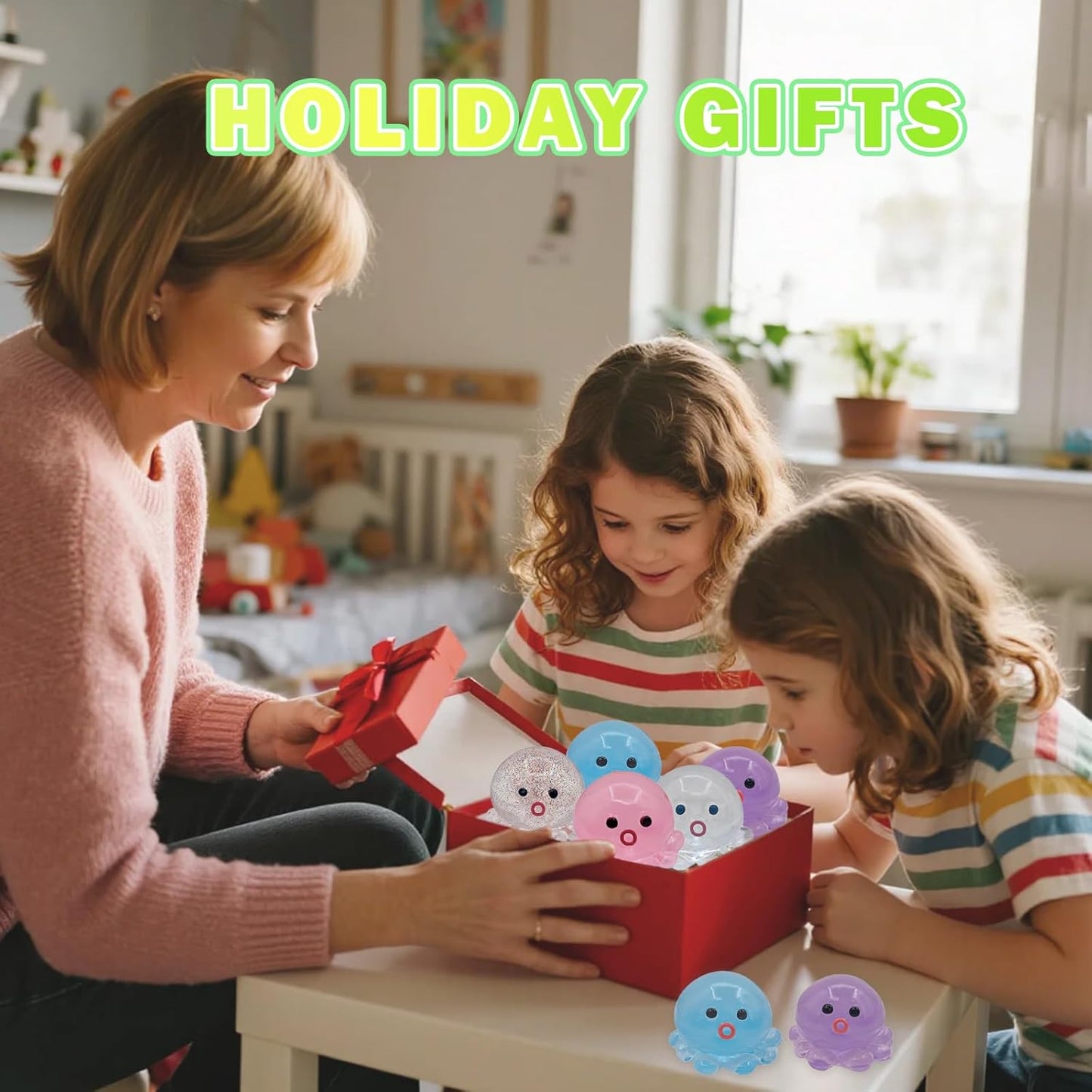 5 Pcs Taba Octopus Squishy for Kids Adults, Big Squid Squishy Toys for Stress Relief, Super Soft Squeeze Fidget Toys