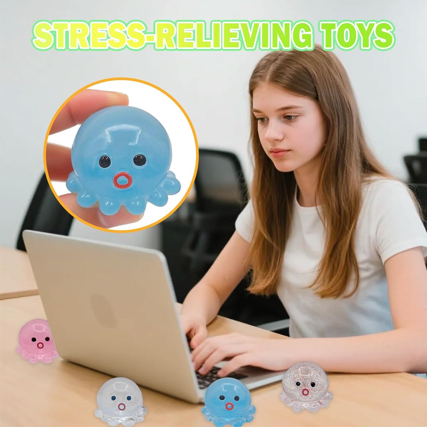 5 Pcs Taba Octopus Squishy for Kids Adults, Big Squid Squishy Toys for Stress Relief, Super Soft Squeeze Fidget Toys