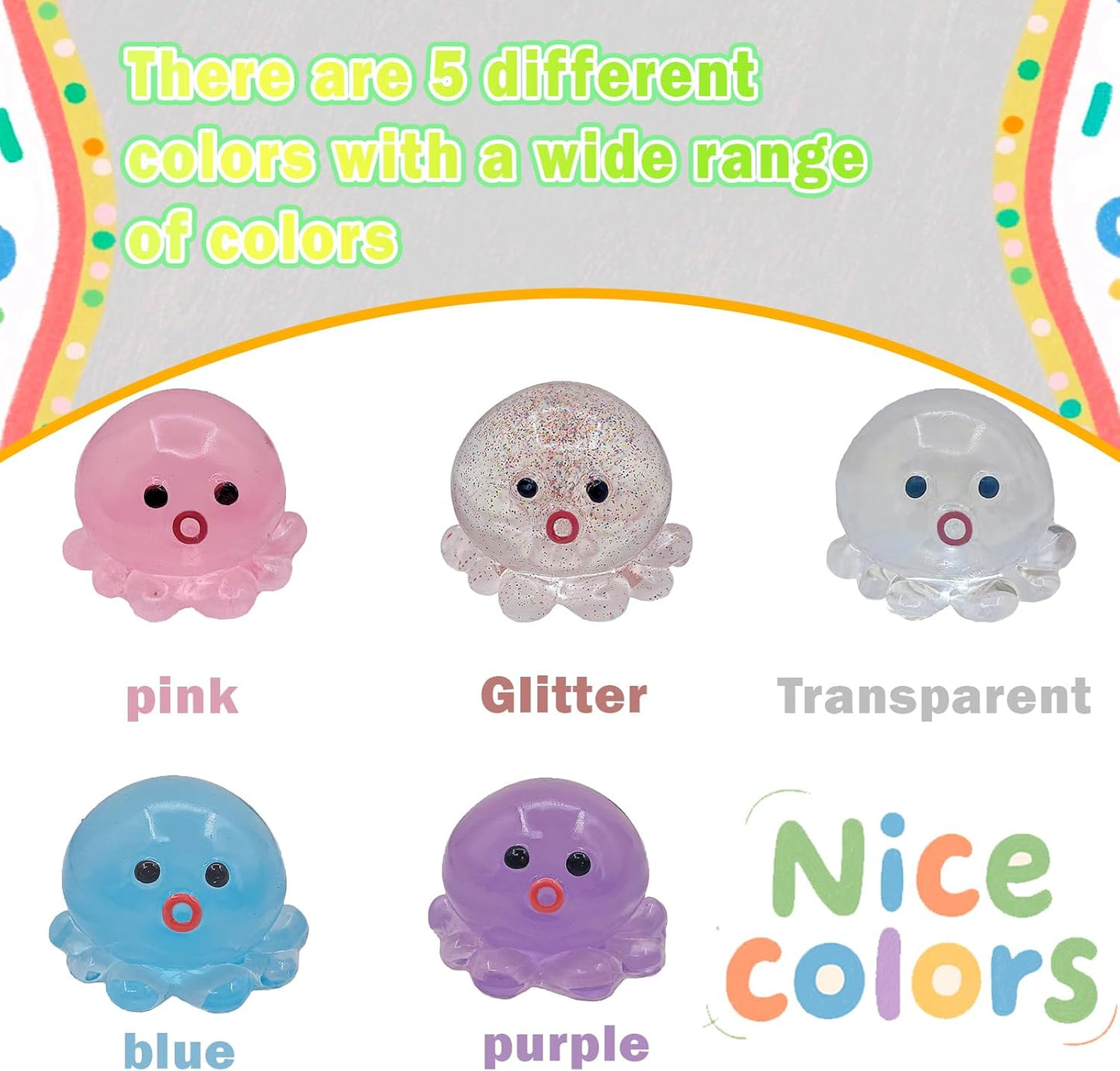 5 Pcs Taba Octopus Squishy for Kids Adults, Big Squid Squishy Toys for Stress Relief, Super Soft Squeeze Fidget Toys