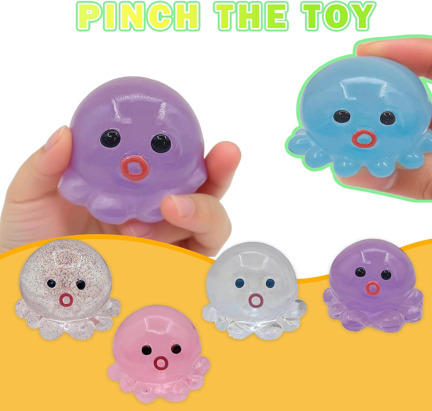 5 Pcs Taba Octopus Squishy for Kids Adults, Big Squid Squishy Toys for Stress Relief, Super Soft Squeeze Fidget Toys