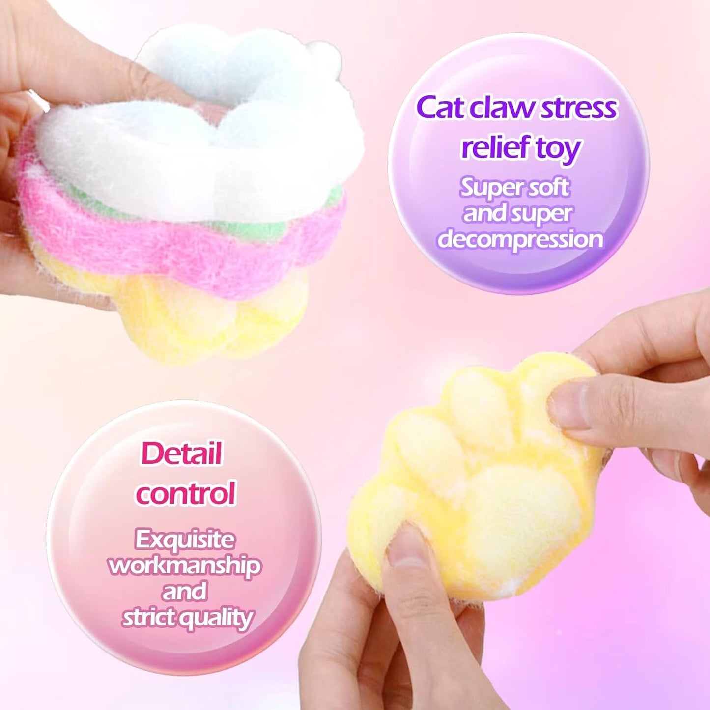 5 Pcs Taba Paw Squishy for Kids Adults, Big Cat Paw Squishy Toys for Stress Relief, Super Soft Squeeze Fidget Toys