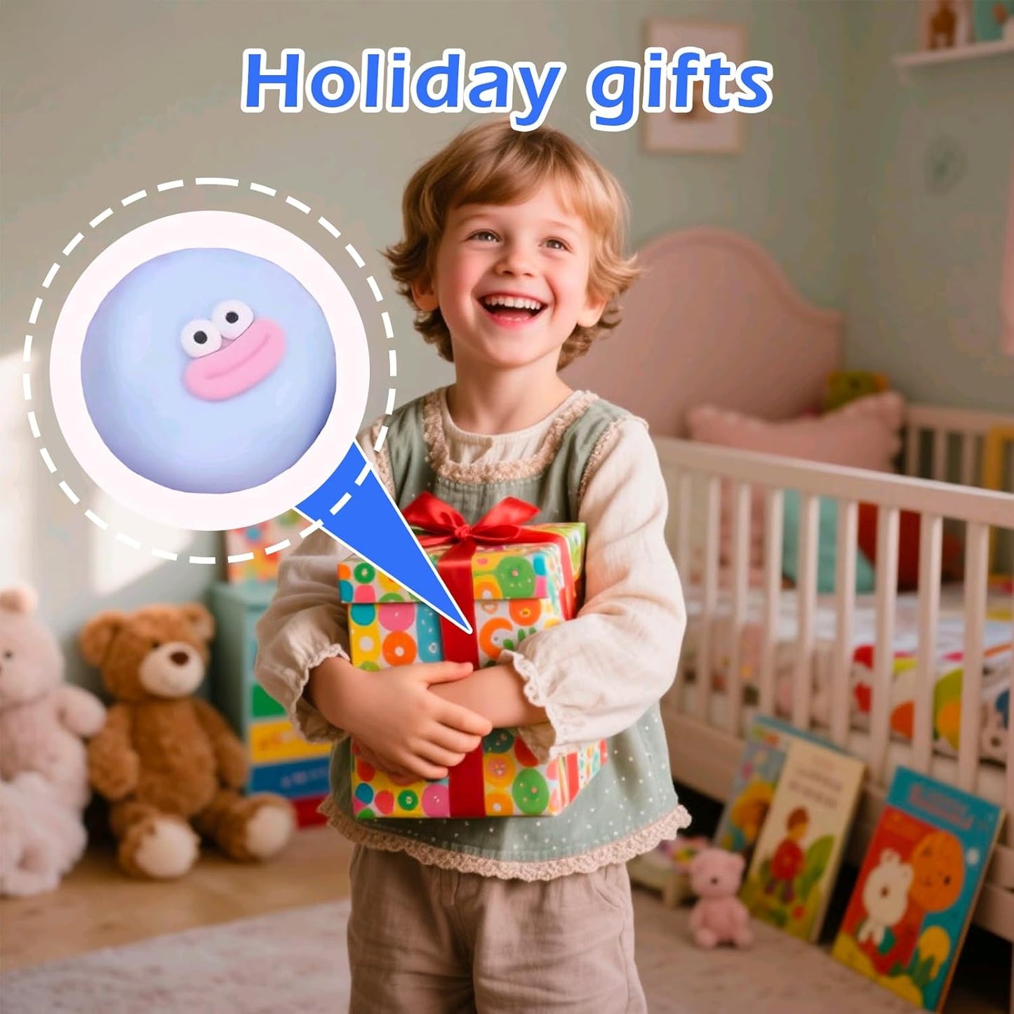 Cute Taba Squishy Fidget Toys for Kids & Adults - Giant Stress Ball with Big Eyes & Sausage Lips, Funny Prank Gifts, Party Supplies, Game Prizes (Blue)