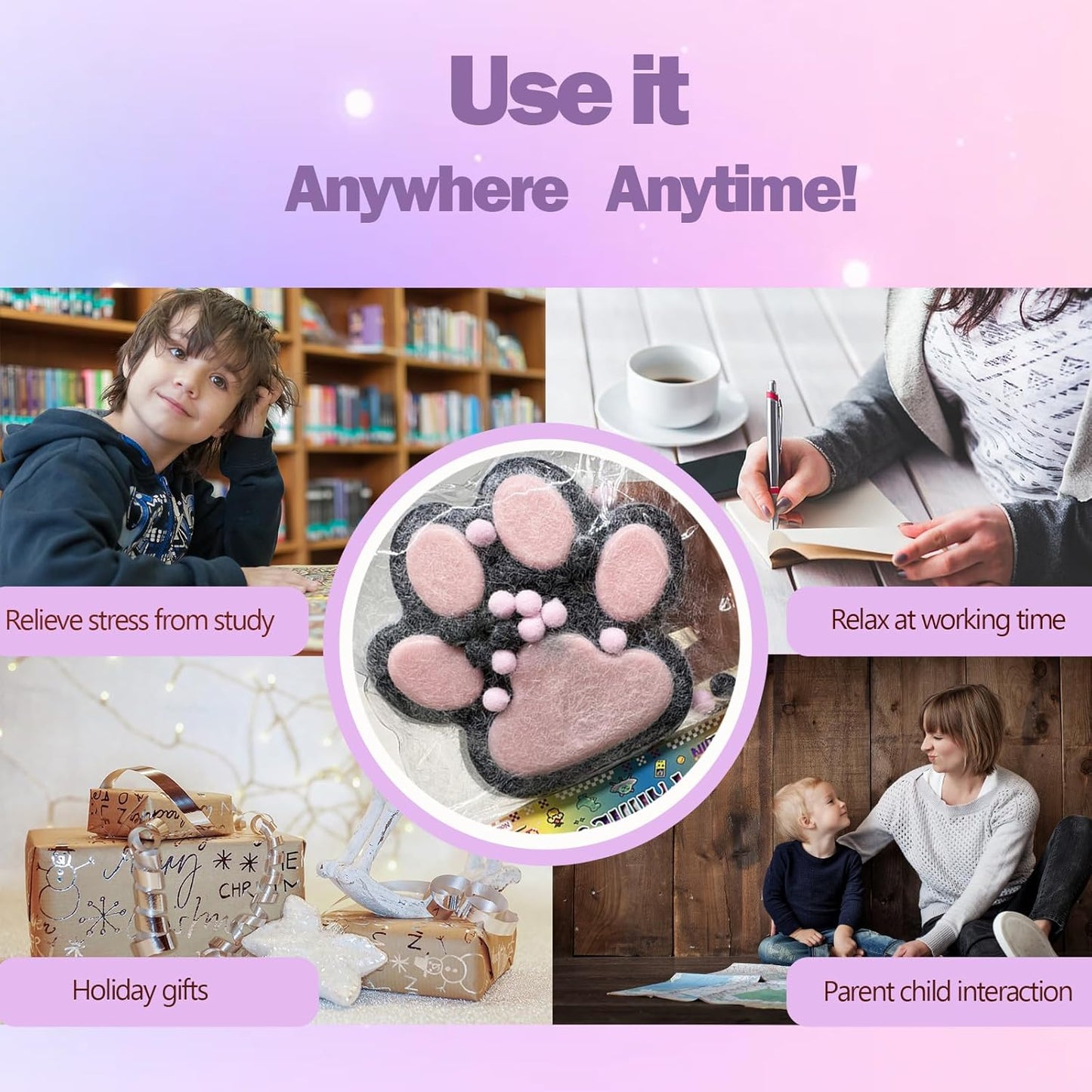 Taba Giant Paw Squishy for Kids Adults, Big Furry Cat Paw Squishy Toys for Stress Relief, Super Soft Squeeze Fidget Toys (Clear&Blue)