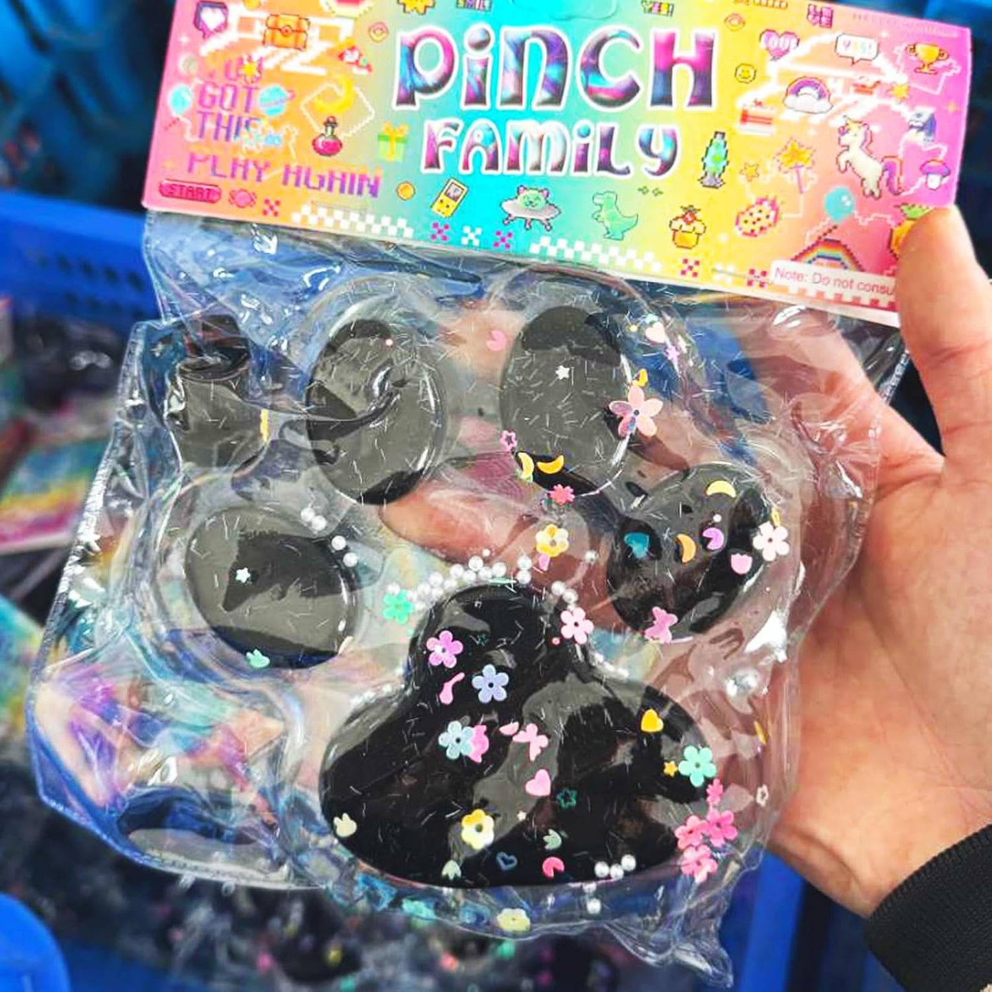 Taba Giant Paw Squishy for Kids Adults, Big Furry Cat Paw Squishy Toys for Stress Relief, Super Soft Squeeze Fidget Toys (Clear&Blue)